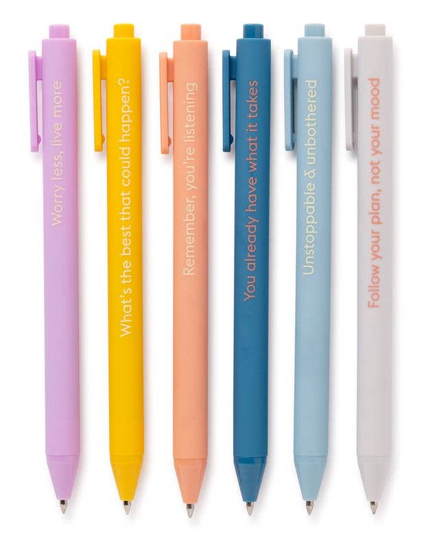 SNIFTY - WORRY LESS, LIVE MORE - QUOTABLE GEL PEN SET - Purses & Pearls