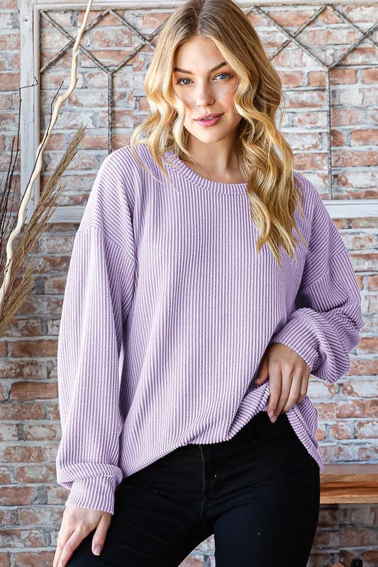 SOLID URBAN RIBBED TOP - Purses & Pearls