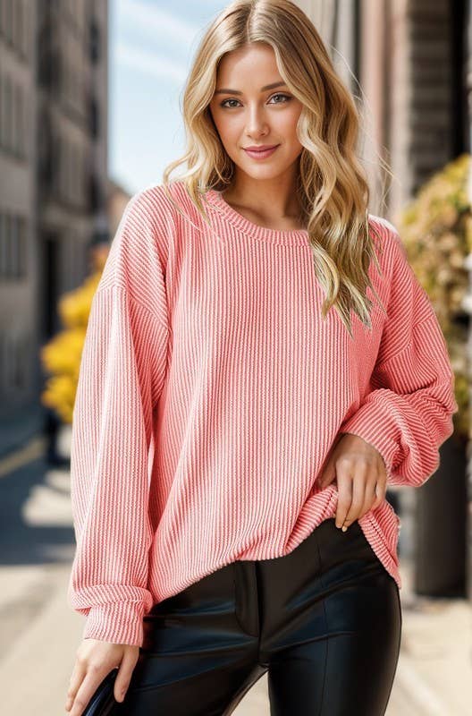 SOLID URBAN RIBBED TOP - Purses & Pearls