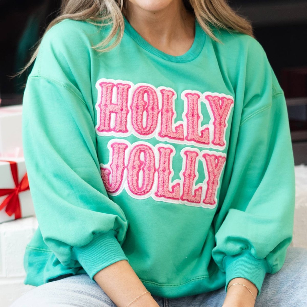 Sweatshirt Millie Holly Jolly in Plus - Purses & Pearls