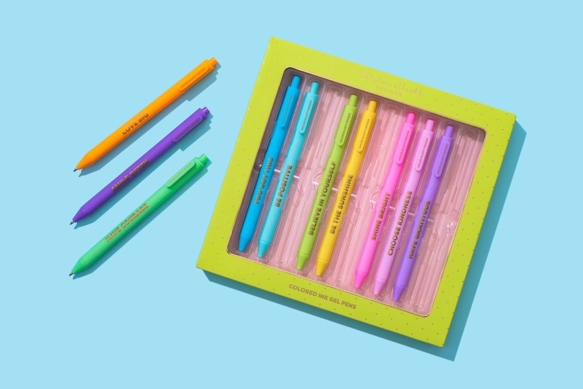 Taylor Elliott Designs - Gel Pen Set - Motivational - Asst Colors - 10 Piece Set - Purses & Pearls