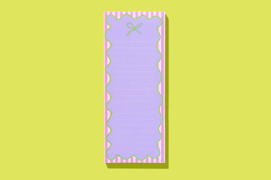 Taylor Elliott Designs - List Pad w/ Magnet - Green Ribbon + Bow - 100 Sheets - Purses & Pearls