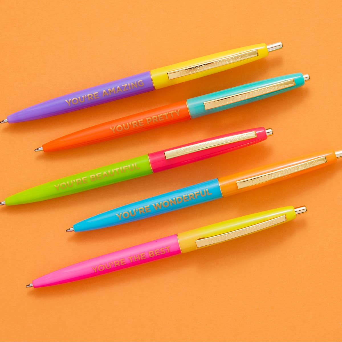Taylor Elliott Designs - Pen Set - Compliments / Affirmations - 5 Piece Set - Purses & Pearls
