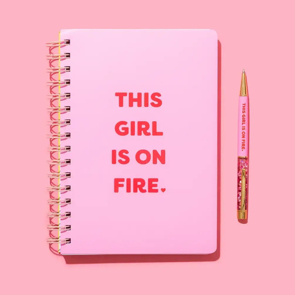 Taylor Elliott Designs - Pen - "This Girl is on Fire" - Pink w/ Pink Confetti - Purses & Pearls