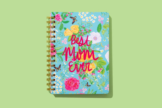 Taylor Elliott Designs - Spiral Notebook - "Best Mom Ever" - 200 Pages - Purses & Pearls