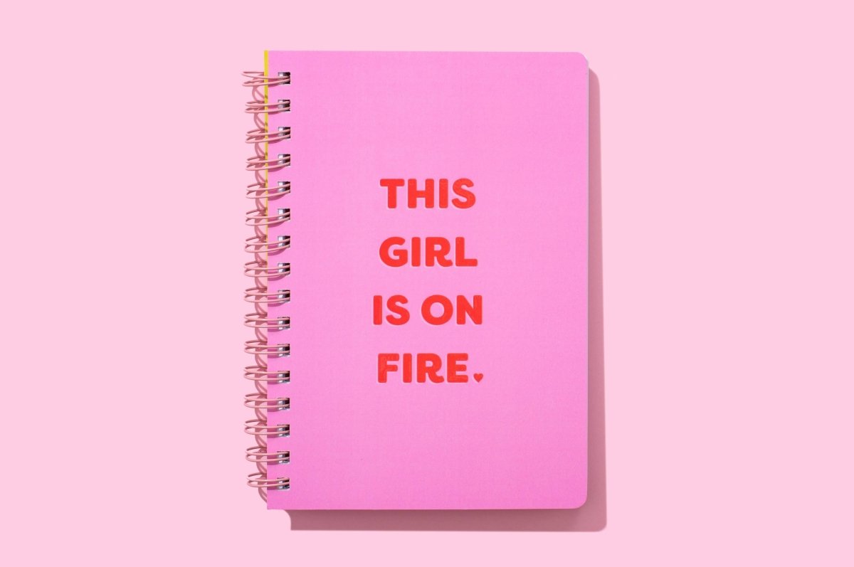 Taylor Elliott Designs - Spiral Notebook - "This Girl is on Fire" - 200 Pages - Purses & Pearls