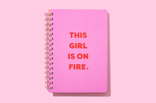 Taylor Elliott Designs - Spiral Notebook - "This Girl is on Fire" - 200 Pages - Purses & Pearls