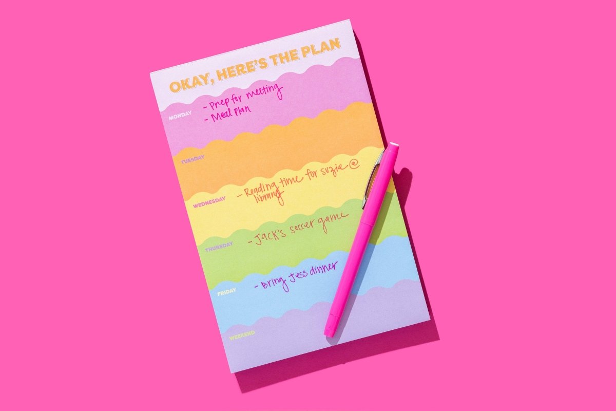 Taylor Elliott Designs - Weekly List Pad - "Okay, Here's The Plan" - 100 Sheets - Purses & Pearls