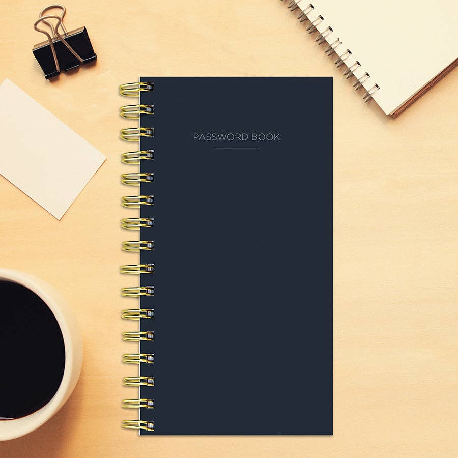 TF Publishing - Paper Goods - Black Spiral Password Book - Purses & Pearls