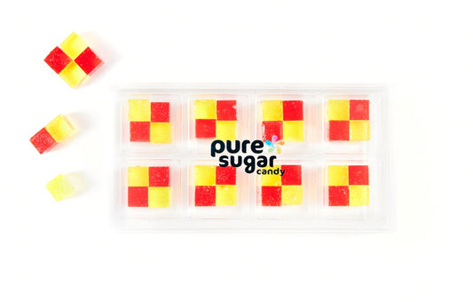 Pure Sugar Candy - Cherry Lemonade - Hard Candy Cubes: 32 CUBES IN AN 8 PACK TRAY - Purses & Pearls