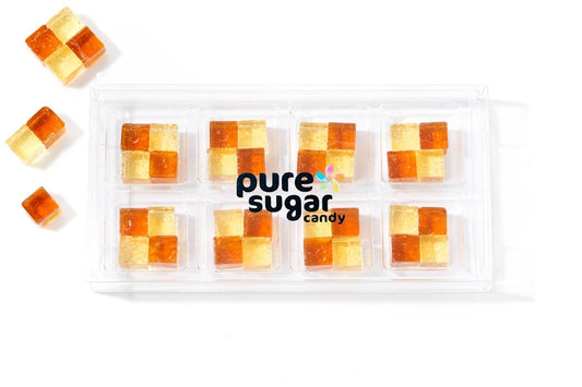 Pure Sugar Candy - Chocolate Salted Caramel - Hard Candy Cubes: 8 pack tray (32 cubes) - Purses & Pearls