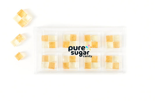 Pure Sugar Candy - Peach Pie - Hard Candy Cubes: 32 CUBES IN AN 8 PACK TRAY - Purses & Pearls