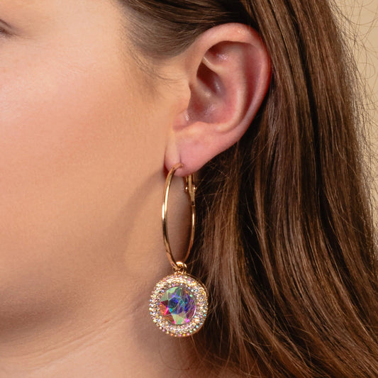 Rhinestone Hoop Earrings in Iridescent - Purses & Pearls