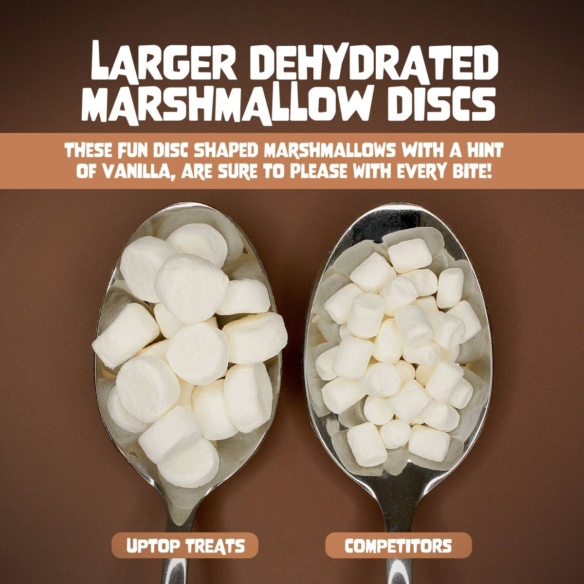 UpTop Treats - Disc Shape - Vanilla Dehydrated Marshmallows 4oz - Purses & Pearls